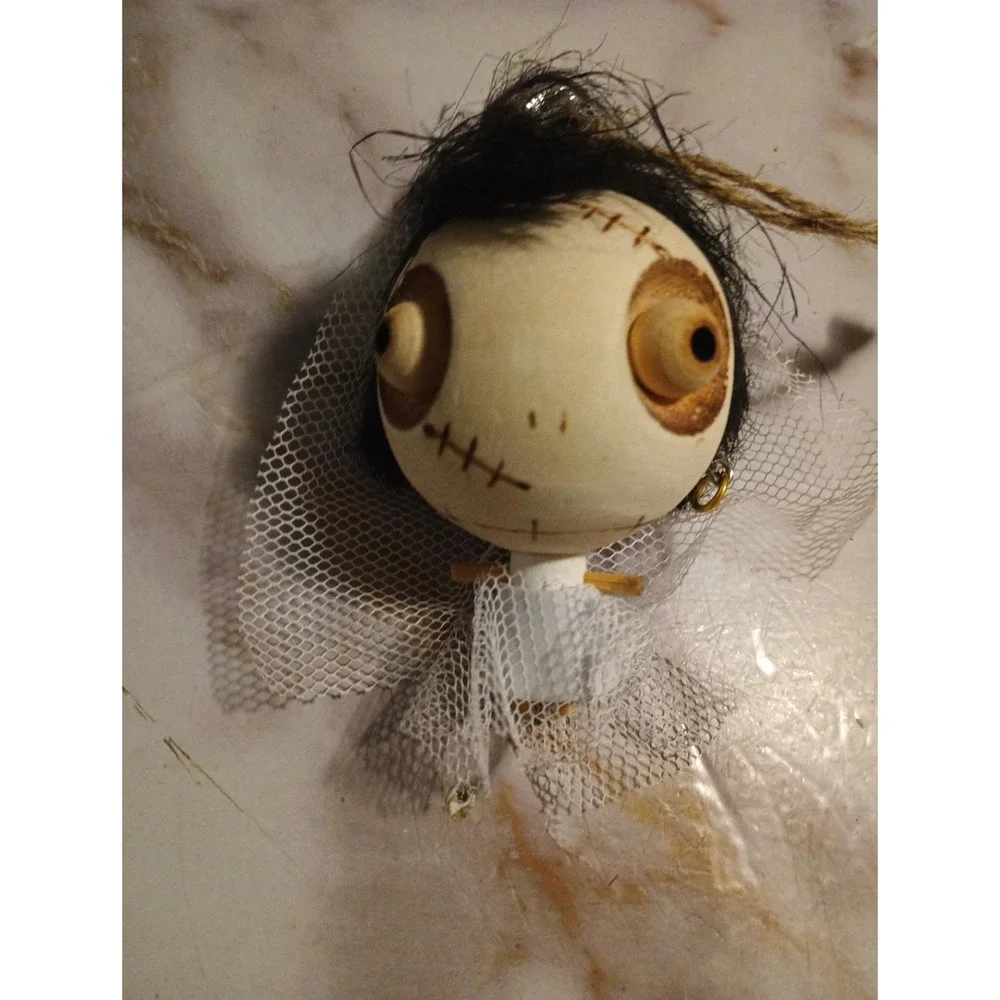 Pier 1 crazyhead skeleton Frankenstein bride ornament Halloween Collectible Rare